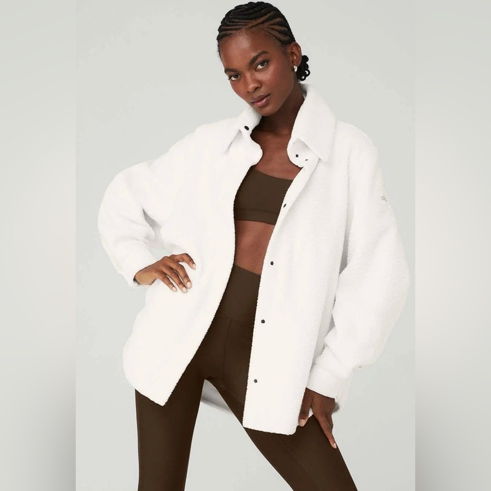 Alo Yoga Micro Sherpa Envy Shacket Jacket Ivory